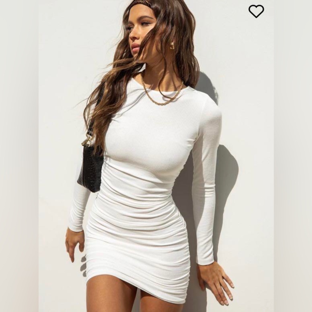 Princess Polly White Long Sleeve Mini Dress size 6